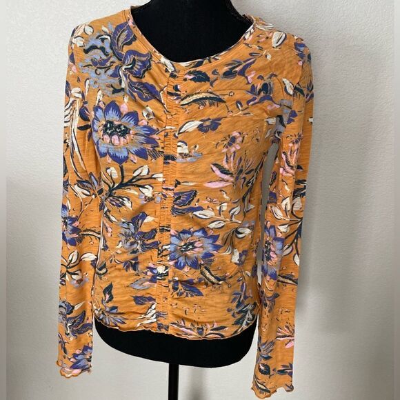 NWT Free People Dreamed of You Floral Ruched Long Sleeve Top - Picture 3 of 11